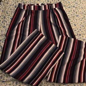 Dressy maroon, black, and white long pants